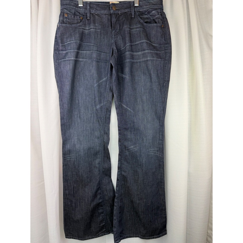 Arden B Womens Dark Wash Flare Leg Jeans Low Rise Embroidered Pockets Blue 8